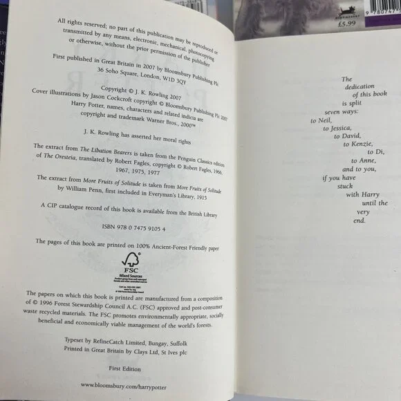 Lot of 5 Harry Potter Bloomsbury UK Book Stone Chamber Prisoner Goblet Hallows - Picture 10 of 16